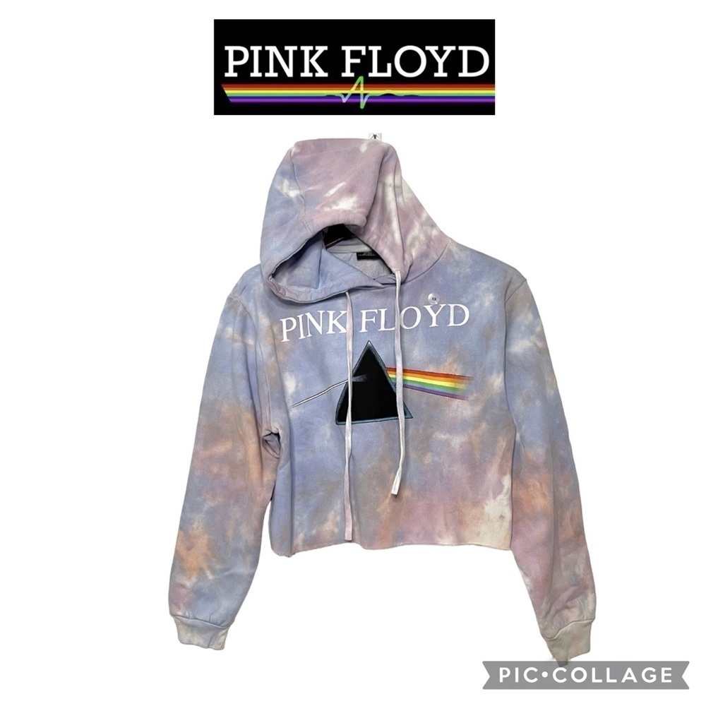 Pink Floyd Tie Dye fleece Cropped Hoodie Sweater size XS / S NWT